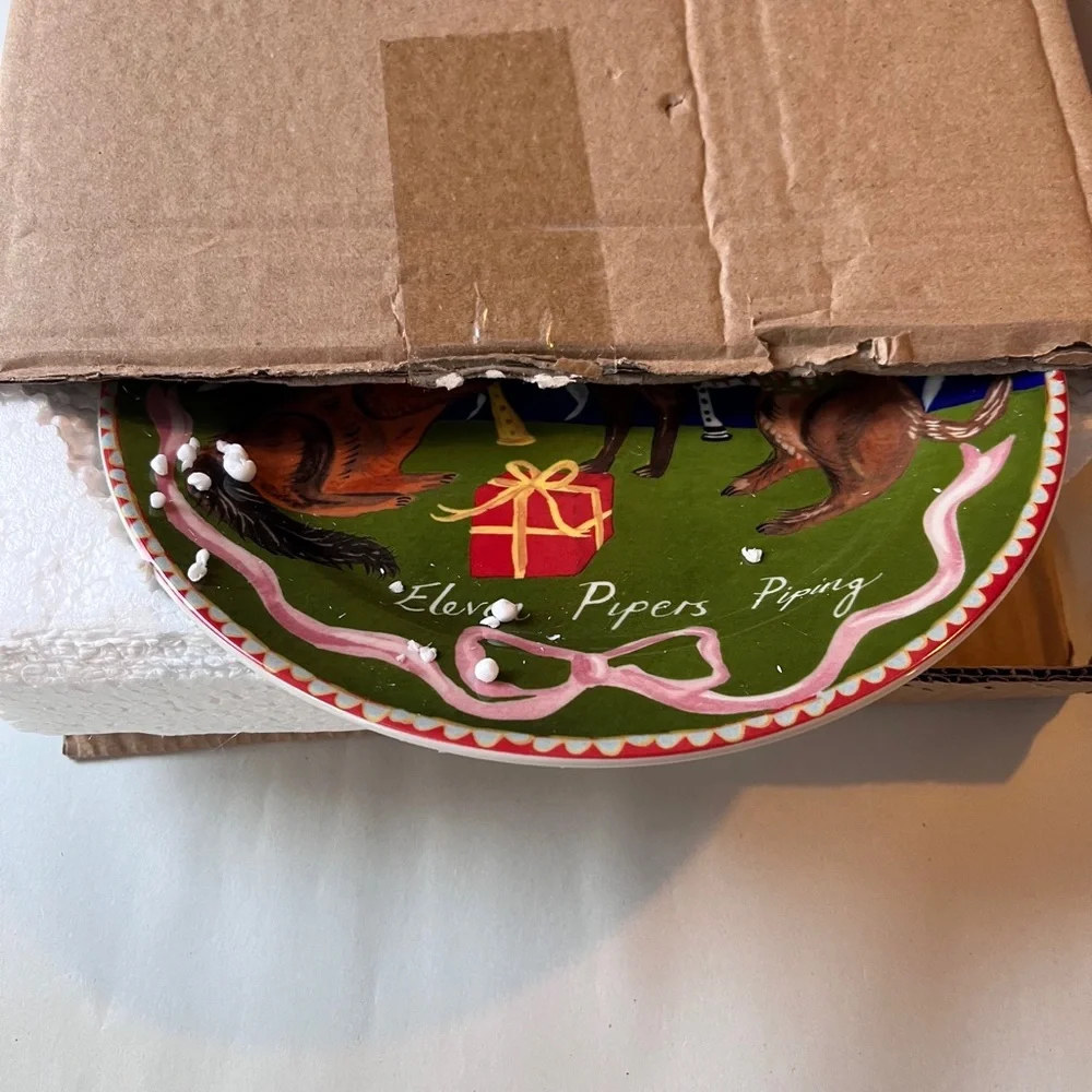 Anthropologie Emily Maude 12 Days of Christmas Pipers Pipping Dessert Plate